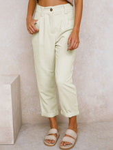 Pantalones largos de pana de cintura alta y color liso